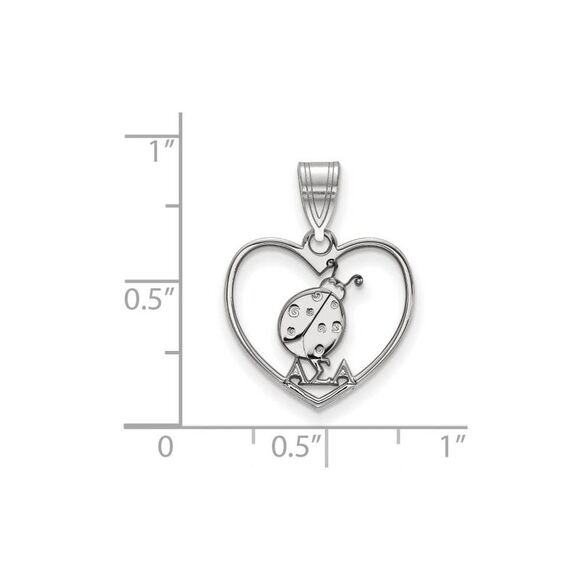 Sterling Silver Alpha Sigma Alpha Heart Pendant - Picture 2 of 3